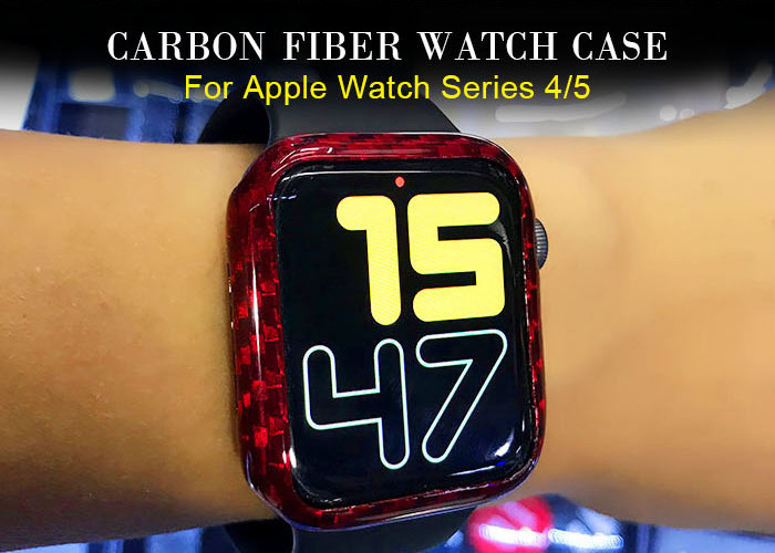 Wholesale Lightweight Red Glossy Carbon Fiber Apple Watch Case 44mm from china suppliers