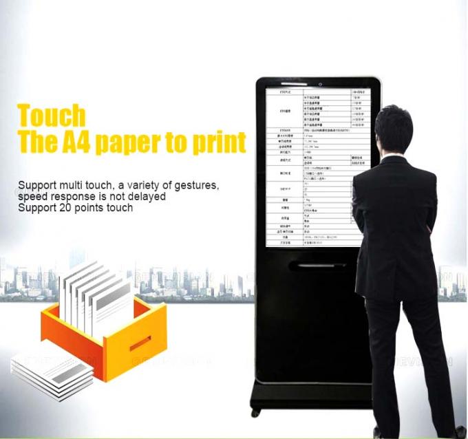 43" Wifi Floor Stand Self Service Kiosk Touchscreen With A4 Printer Paper 1