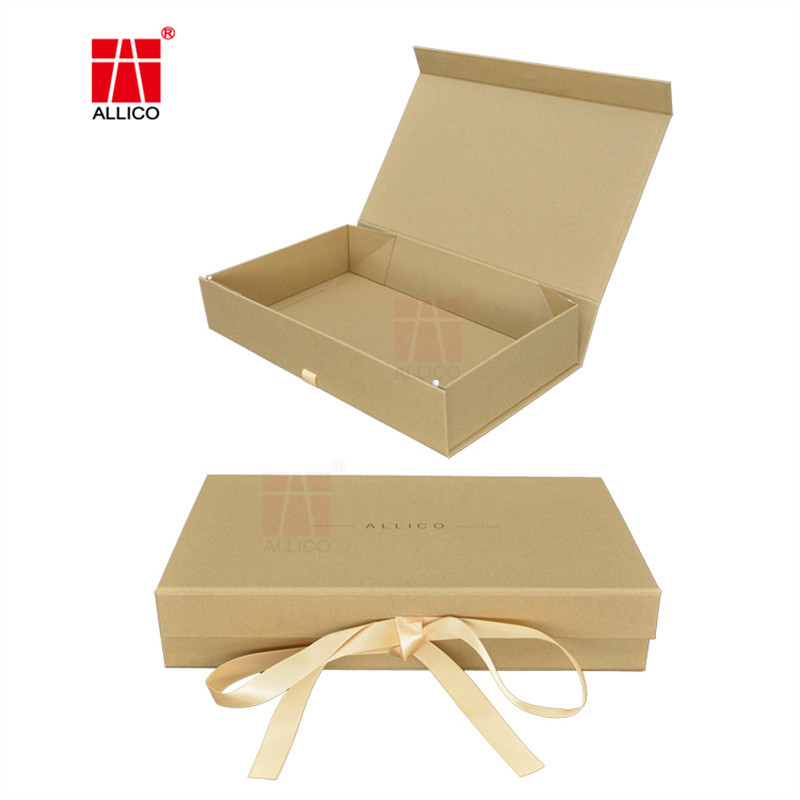 Wholesale Ribbon Closure Foldable Shipping Boxes , SGS Brown Kraft Gift Boxes from china suppliers