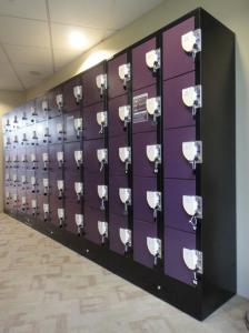 Wholesale Purple / Orange School Lockers , Anti UV Aging Coin Collect Lockers 5 Tier from china suppliers