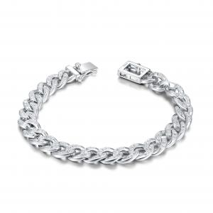 Wholesale Luxury charm Cuban Link Bracelets 925 Silver CZ Bracelets For Men from china suppliers