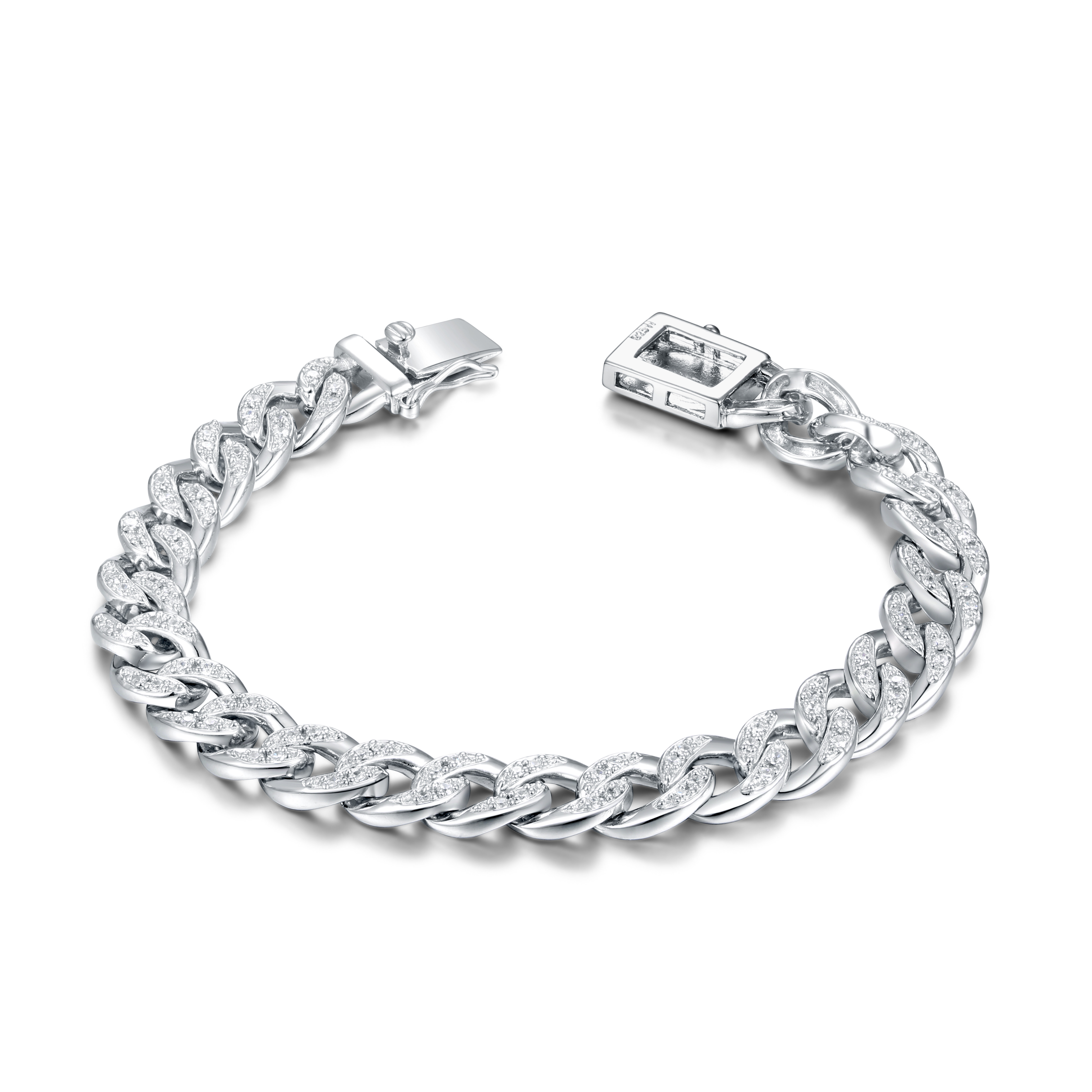 Buy cheap Luxury charm Cuban Link Bracelets 925 Silver CZ Bracelets For Men from wholesalers