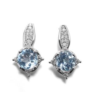 Wholesale 4.1g Sterling Silver Aquamarine Drop Earrings Circle Sky Blue Topaz from china suppliers