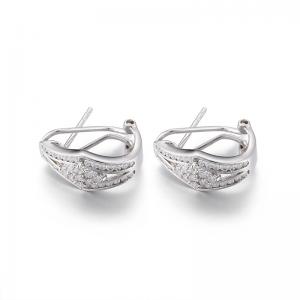 Wholesale 3.13g Sterling Silver Oval Hoop Earrings Rhombus Cubic Zirconia Square Stud Earrings from china suppliers