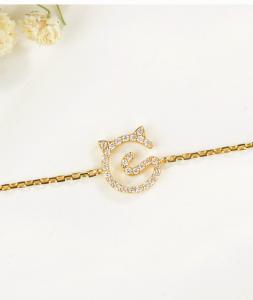 Wholesale Kitten Nameplate 0.11ct 18K Gold Diamond Bracelets Unique Engagement Gold Bullion from china suppliers