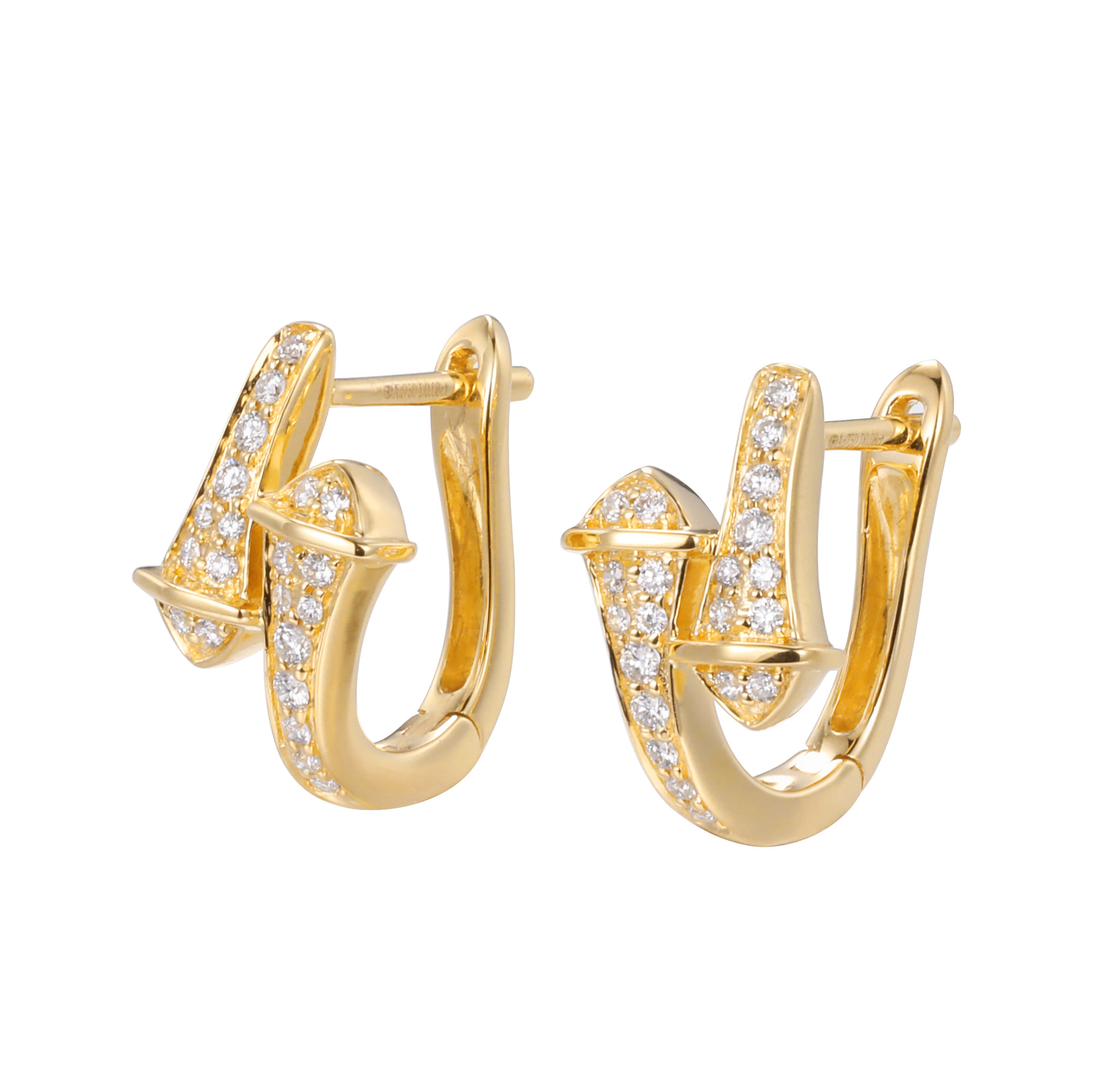 Wholesale Meaningful Love 18K Gold Diamond Earrings 2.4g Three-Color Optional Souvenir from china suppliers