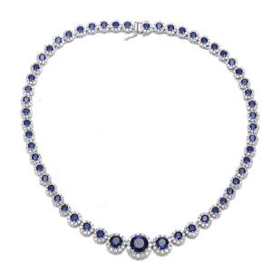 Wholesale Blue Aquamarine Birthstone Necklace Cubic Zirconia 17 Inch from china suppliers