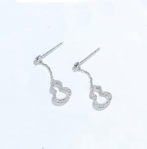 Wholesale Lucky Stone 18K Gold Diamond Dangle Earrings 1.0g Gourd Shaped Engagement Gift from china suppliers