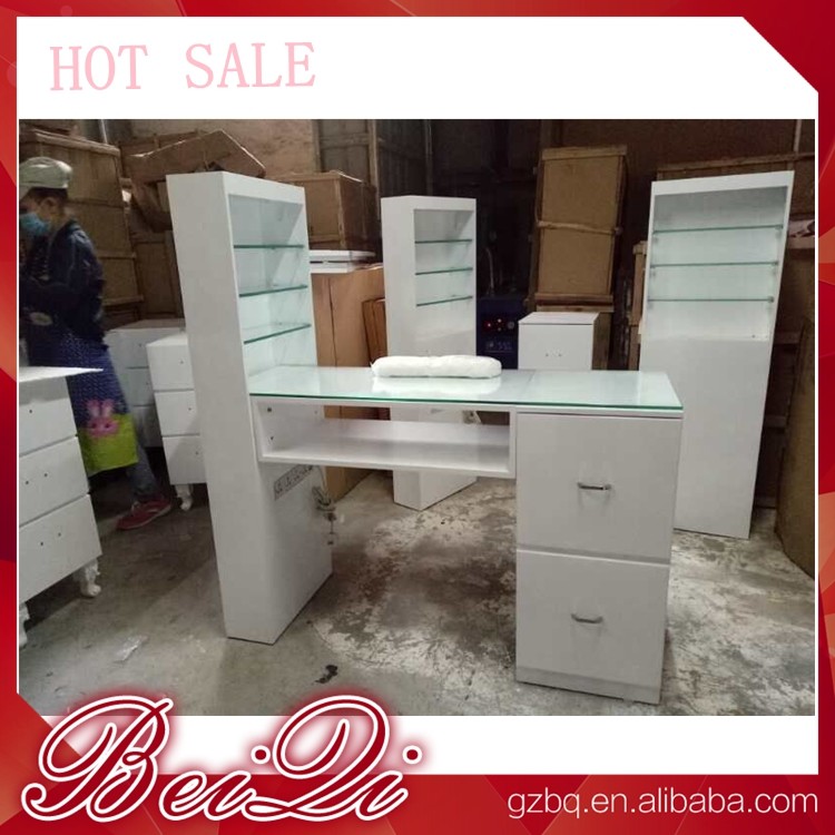 Wholesale Modern manicure table vacuum and nail salon furniture cheap nail table white color from china suppliers