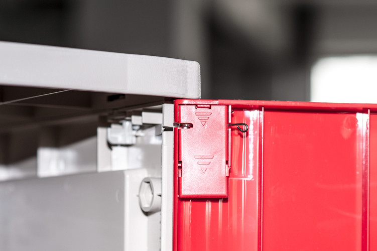 Factory Keyless ABS Plastic Lockers 5 Tier Red Door Changing Room Lockers