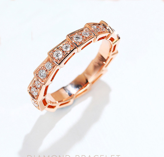 Wholesale Serpenti Viper 18K Gold Diamond Rings 3.5g 18K Rose Gold Wedding Band from china suppliers