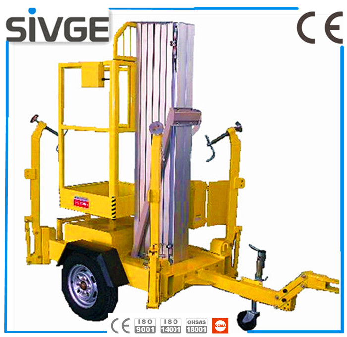 Wholesale Single Mast Hydraulic Elevating Platform , Aluminium Alloy 8m Trailer Mounted Lift from china suppliers