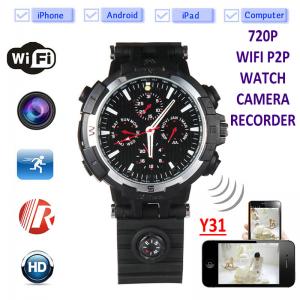 Wholesale Y31 16GB 720P WIFI IP Spy Watch Hidden Camera Recorder IR Night Vision Home Security Wireless Remote Video Monitoring from china suppliers