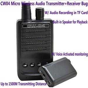 Wholesale CW04 Mini Wireless Remote Audio Transmitter Receiver Spy Bug W/ Voice Recording in TF Card from china suppliers
