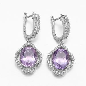 Wholesale 3.3g 925 Sterling Silver Gemstone Earrings Purple Amethyst from china suppliers