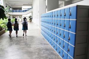 Wholesale ABS Material Keyless Plastic School Lockers 4 Comparts 1 Column Safety / Ventilation from china suppliers