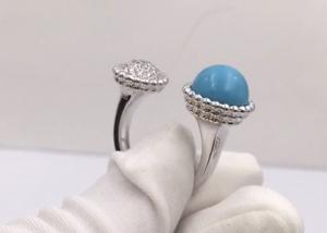 Wholesale Adjustable Size Elegant Unique 18K Gold Diamond Ring With Turquoise from china suppliers