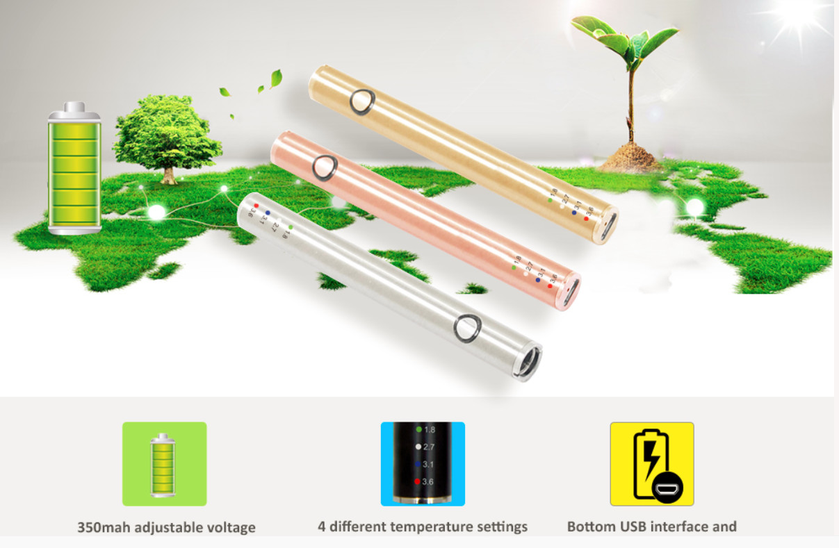 Wholesale VB battery 4 different temperature setting 350mAh adjustable voltage oil vaporizer battery with prehead function from china suppliers