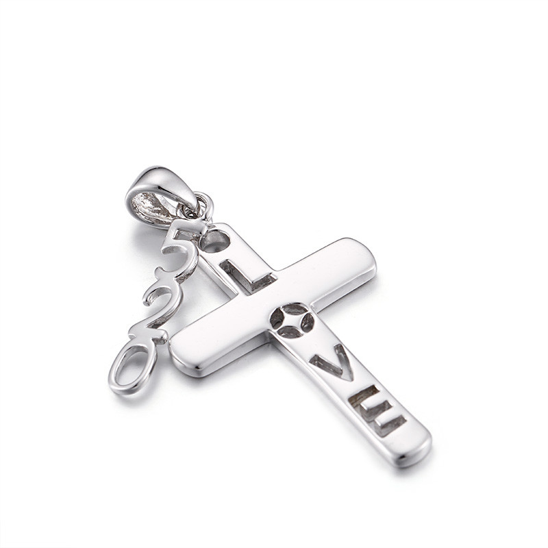 Wholesale 2.89g Sterling Silver CZ Cross Pendant OEM Love Letter Pendant Necklace from china suppliers
