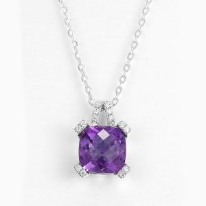 Wholesale 10mm 925 Silver Gemstone Pendant Rhodium Plated Purple from china suppliers