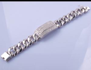 Wholesale 96.25 Grams 925 Silver CZ Bracelet 19cm Matching Magnetic Bracelets For Couples from china suppliers