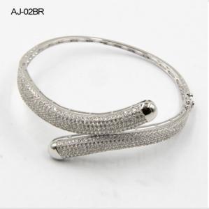 Wholesale 12.57g 925 Sterling Silver Bangles With Cubic Zirconia Two Lines from china suppliers