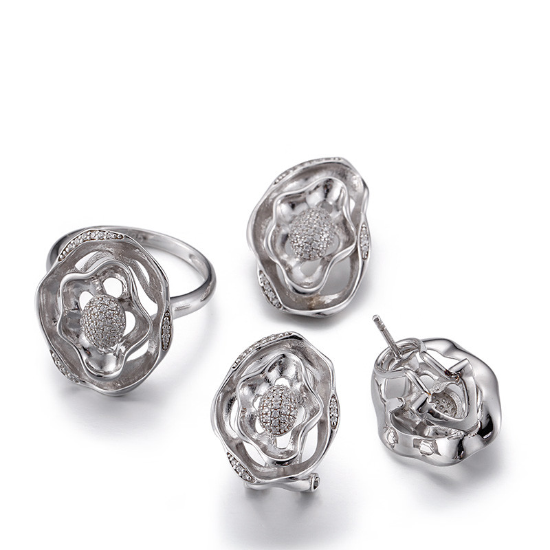 Wholesale AAA Cubic Zirconia Flower Earrings 5.41g Sterling Silver Flower Stud Earrings from china suppliers