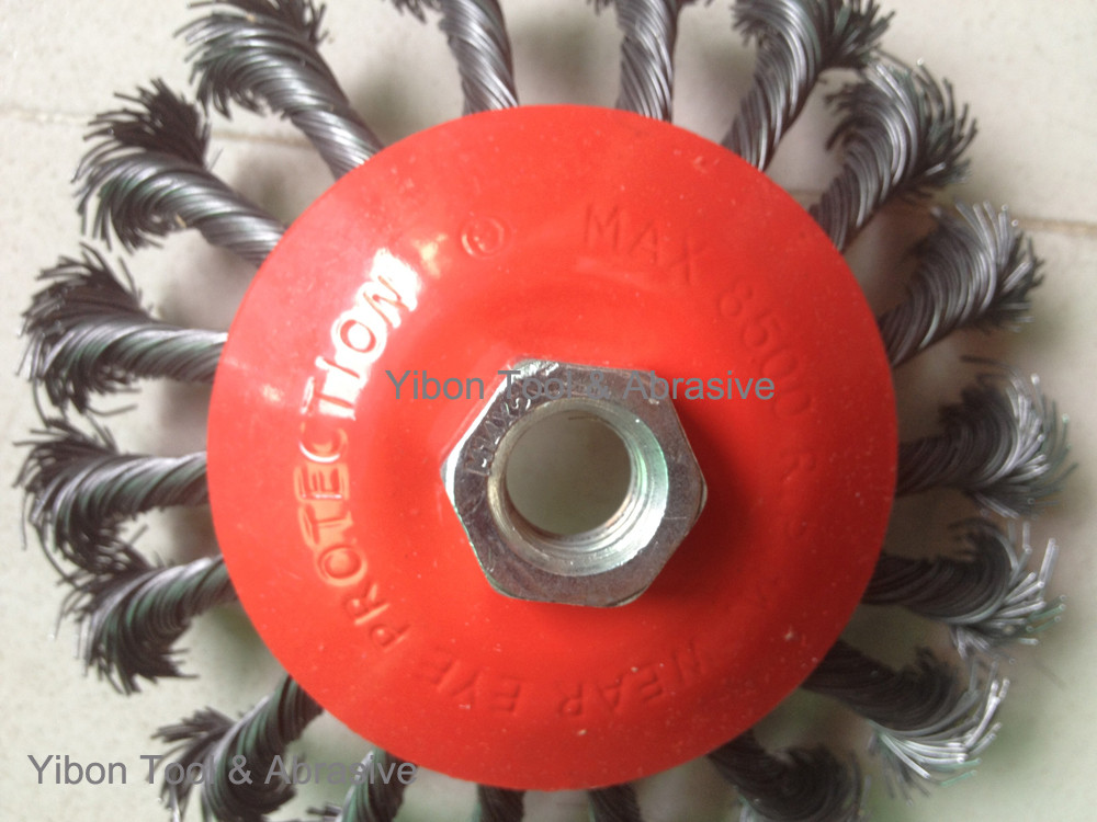 Buy cheap 4.5inch twisted knot wire bevel brush with threaded arbor from wholesalers