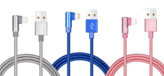 Wholesale Nylon Braided 90 Degree MFi Certified Lightning Cable 5V 2.1A For Apple from china suppliers