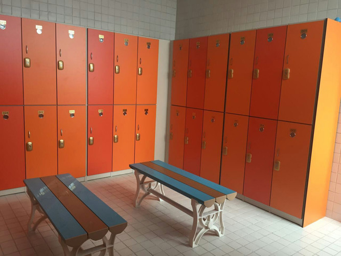 Wholesale PVC Material Double Tier Lockers , Orange Small Employee Lockers For Factory from china suppliers