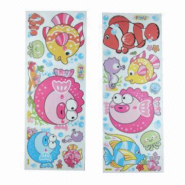 Wholesale Fish Wall Stickers, Customized Designs are Welcome, Used for Children Entertainment, Nontoxic from china suppliers