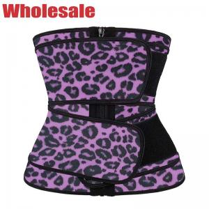Wholesale Purple Leopard Latex Zipper Waist Trainer Double Strap Plus Size Underbust Corset from china suppliers