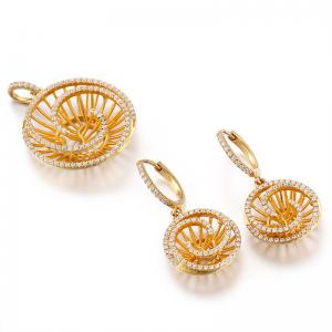 Wholesale AAA+ CZ 925 Sterling Silver Bridal Sets Circular Spiral Gold Plated Silver Earrings from china suppliers