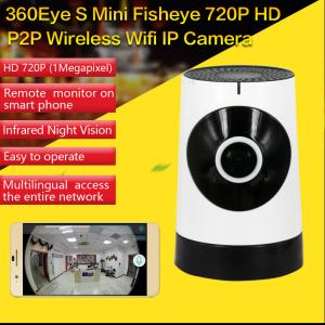 Wholesale EC5 720P Fisheye Panorama WIFI P2P IP Camera IR Night Vision CCTV DVR Wireless Remote Surveillance on iOS/Android App from china suppliers