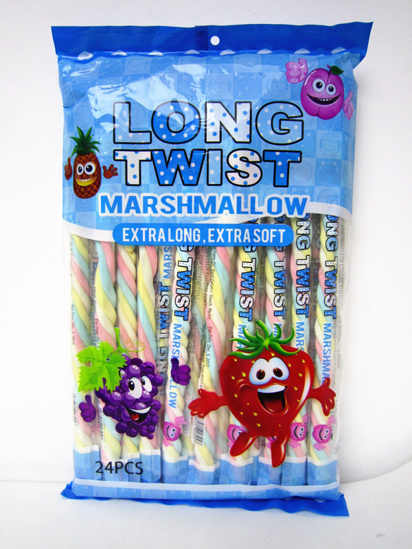 Fruit Flavor Long Twisted Marshmallow Candy Bar Extra Long And Soft