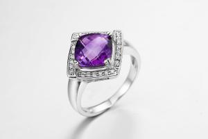 Wholesale AAA 925 Silver Gemstone Rings With Amethyst Stone 4.1g from china suppliers