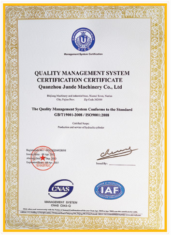 QUANZHOU JUNDE MACHINERY CO.,LTD Certifications