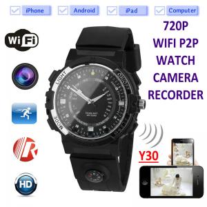 Wholesale Y30 8GB 720P WIFI P2P IP Spy Watch Hidden Camera Recorder IR Night Vision Motion Detection Remote Video Monitoring from china suppliers