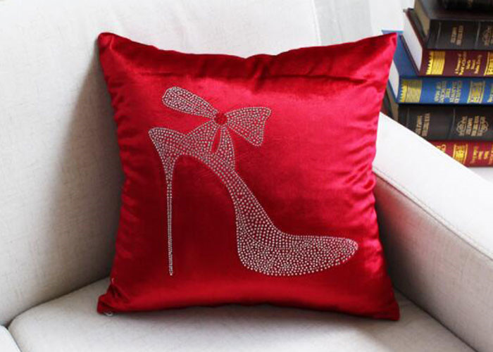 Wholesale High Heels Red Cushion Cover Luxury European Favor  Seat Chair Pillow Cover Velvet Square Pillowcase from china suppliers