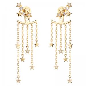 Wholesale Star Diamond Stud Earrings Tassel Earrings 18k Gold Diamond  Earrings from china suppliers