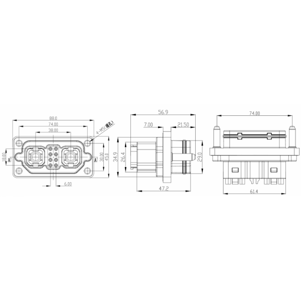 2+8P 100A 200A stackable high current energy storage connector for lithium battery packs