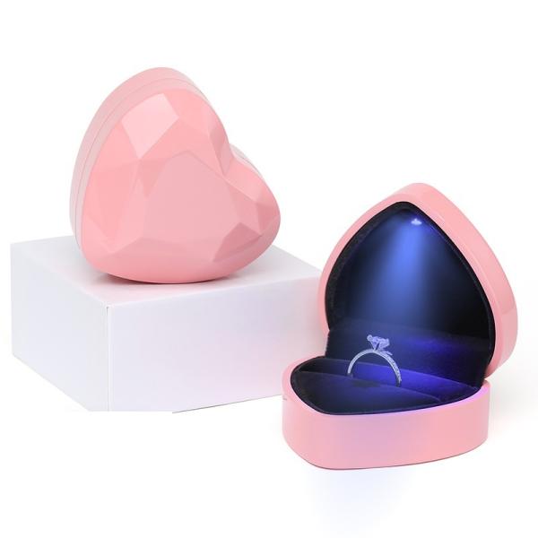 Heart-Shaped Illuminated Jewelry Boxes, Engagement Ring Boxes, Luminous Necklace Boxes, Pendant Jewelry Boxes, LED Light Ring Boxes, High-End Jewelry