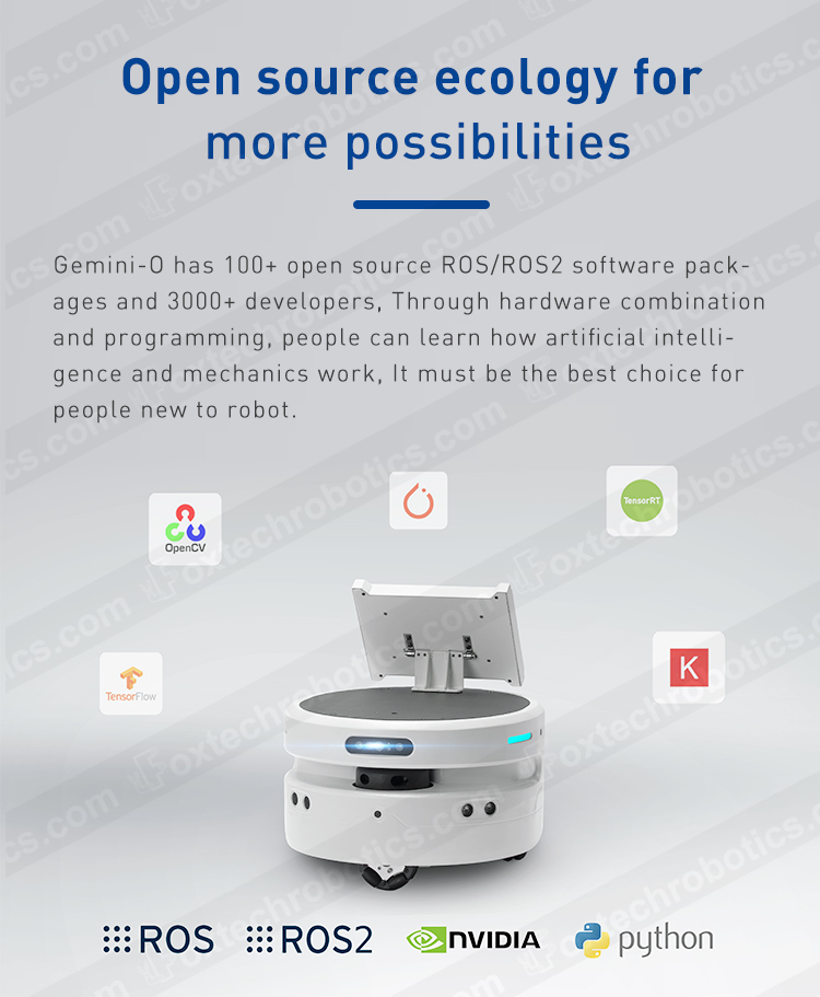 Gemini-O Open Source ROS SLAM Omni-directional AMR Robot Development Kit for Research and Education with Monocular Camera and