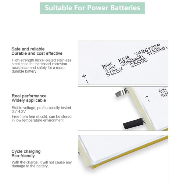 3.7V Rechargeable Li Ion Battery 3060MAh Li Polymer Cell With Customized Size
