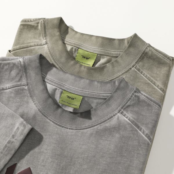 300g 100% Cotton Knitted Oversized Solid Vintage Breathable Letter Printed Washed T-shirt OEM Short Sleeved ODM