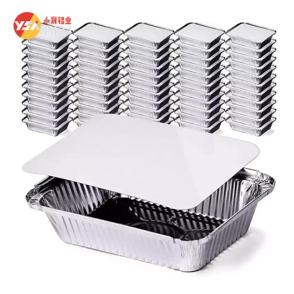 Rectangular Disposable Aluminum Foil Food Container with Fold-Down Lid Perfect for Restaurant Outings , Catered Events and Meal Prep
