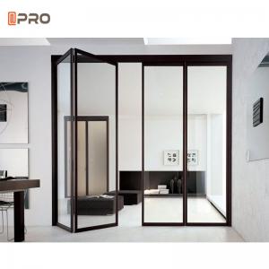 Wholesale Modern House Frameless Black T5 Aluminum Folding Doors from china suppliers