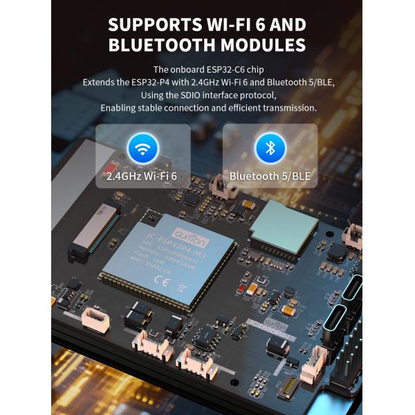 JC4880P443C_I_W_Y Kit Avanzado ESP32: Pantalla Capacitiva 4.3'', WiFi 6 (C6), P4 Dual-Core y Soporte para Cámara