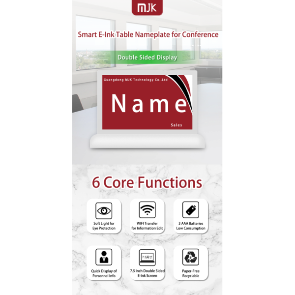 Smart Table Card with Tape Key Key E Ink System for Indoor Paperless Conference Seminar Summit Meeting for OEM & SDK App