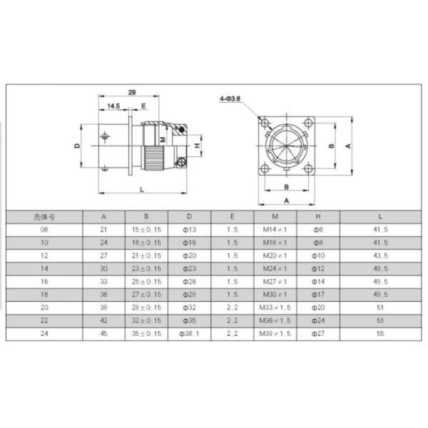 Aerospace Grade Waterproof Circular Connector with Gold-Plated Contacts and Aluminum Alloy Shell Bayonet Receptacle